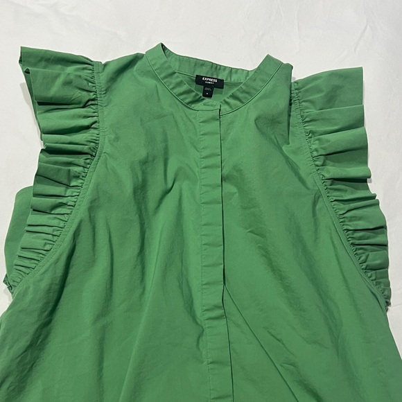 Express Green Ruffle Sleeve Top - Picture 2 of 6